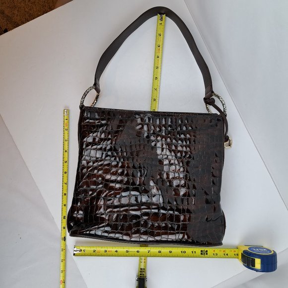 Brighton Cher Croc Embossed Glossy Patent Leather Hobo Bag - Picture 16 of 16